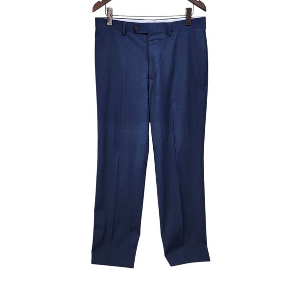 Ralph Lauren Mens Blue Wool Blend Trousers 34 x 32 Flat Front Button Closure‎ - Picture 10 of 10